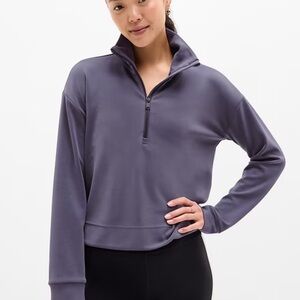Athleta Seasoft Quarter Zip Pullover Sweater | Gray | Size Medium